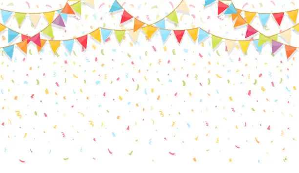 Vector illustration of Background with Bunting and Confetti