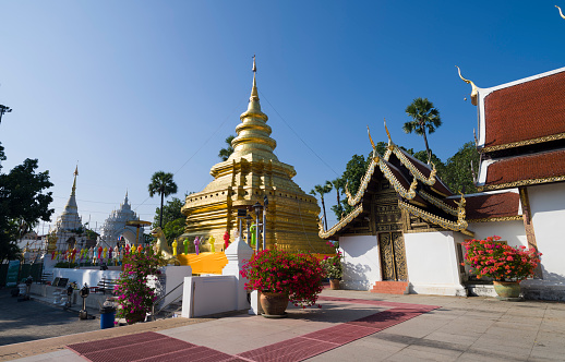 Chiang Mai, Thailand. November 11, 2022. Wat Phra That Si Chom Thong Worawihan temple. Chom Thong district. Northern Thailand.