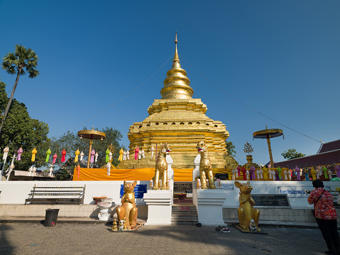 Chiang Mai, Thailand. November 11, 2022. Wat Phra That Si Chom Thong Worawihan temple. Chom Thong district. Northern Thailand.