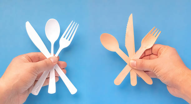 istock Bans single-use plastic plates and cutlery concept. 1457835613