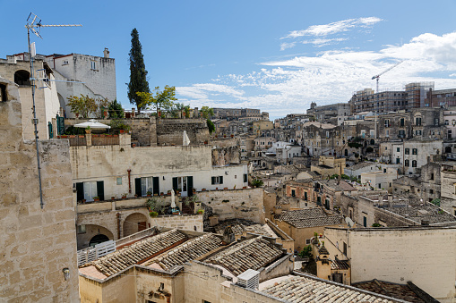 VIew to houses in the old city of  Matera