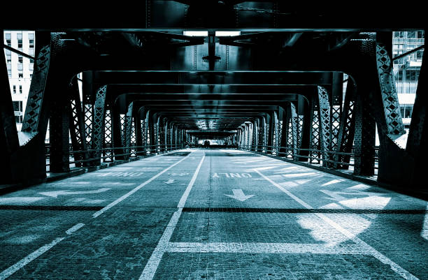 istock Chicago street, black and white. 1457837524