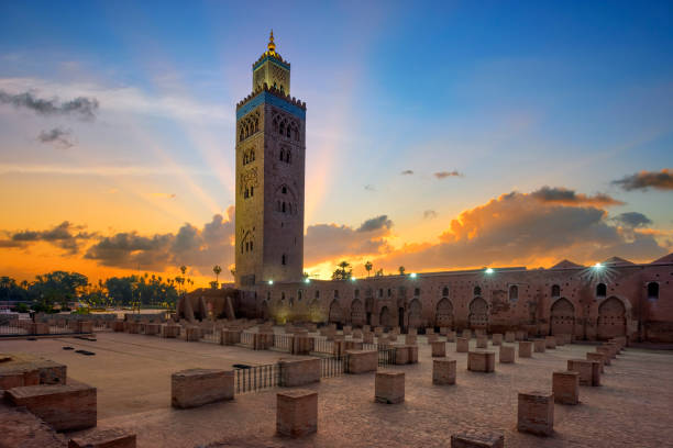 istock Koutoubia mosque in Marrakech at sunrise 1457837525
