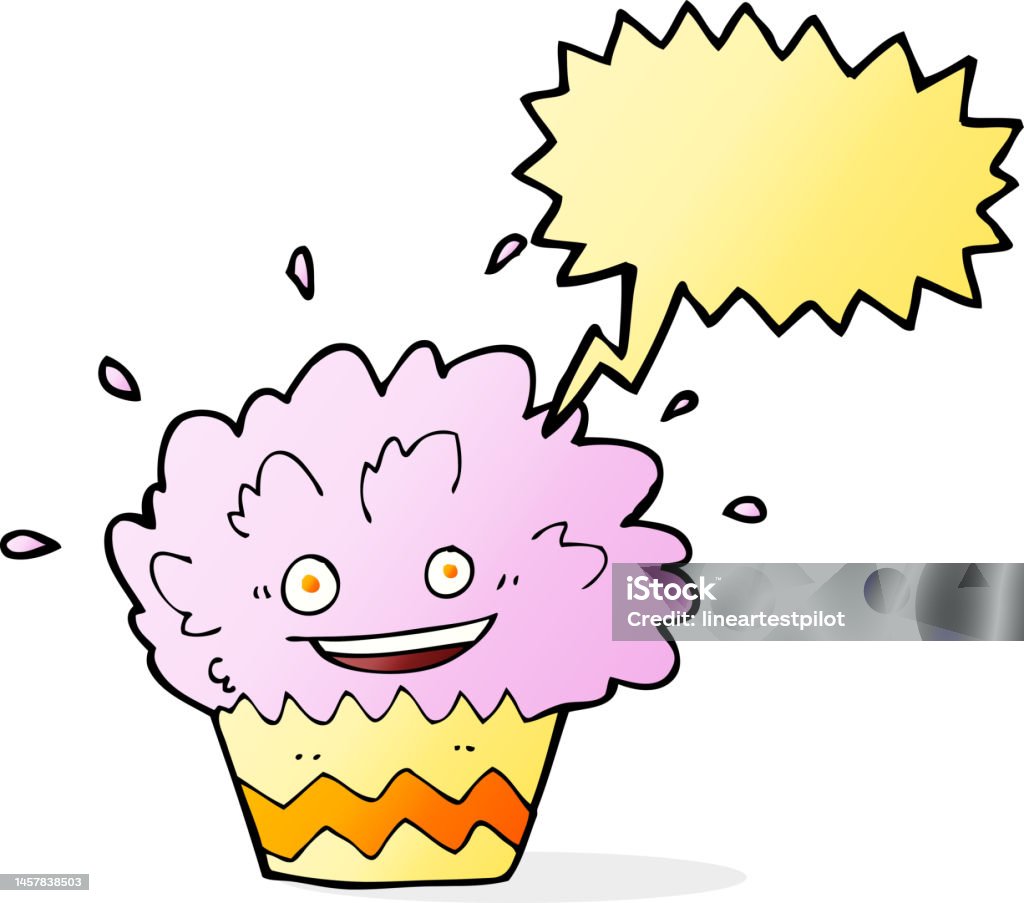 Exploding Boba Cartoon Cartoon Exploding Cupcake With Speech Bubble Stock Illustration ...