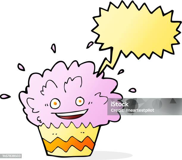 Cartoon Cake Exploding Cartoon Exploding Cupcake With Speech Bubble Stock Illustration ...