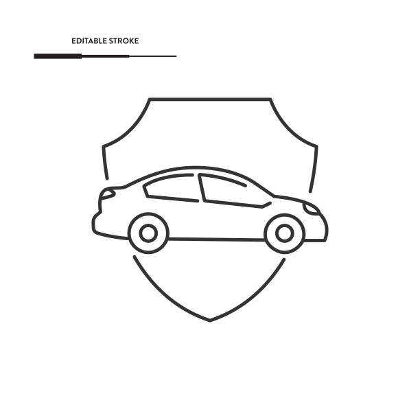 ilustraciones, imágenes clip art, dibujos animados e iconos de stock de diseño vectorial del icono del seguro de automóvil. - white background support assistance safety