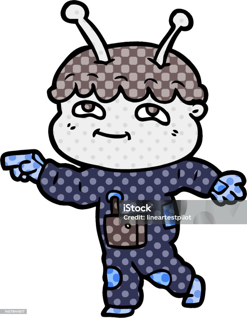 Spaceman Pointing Friendly Cartoon Spaceman Pointing Stock Illustration - Download Image ...