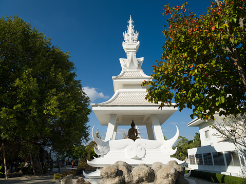Chiang Rai, Thailand. November 14, 2022. Wat Rong Khun or White Temple. It is the most important travel destination in Chiang Rai province. Northern Thailand
