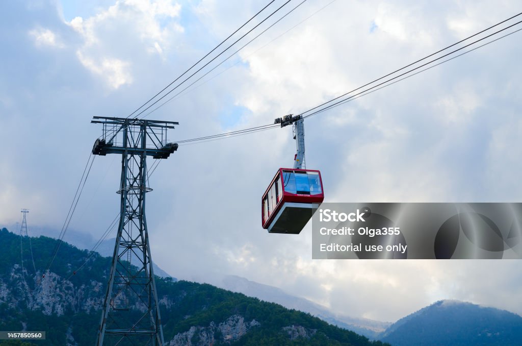 Olympos Teleferik Cable On Mount Tahtali Near Kemer Stock Photo - Download Image Now -