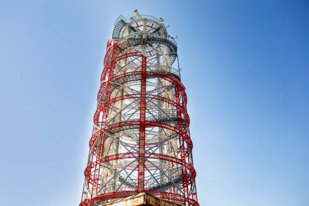 istock Radar tower outdoor on blue sky background 1457850572