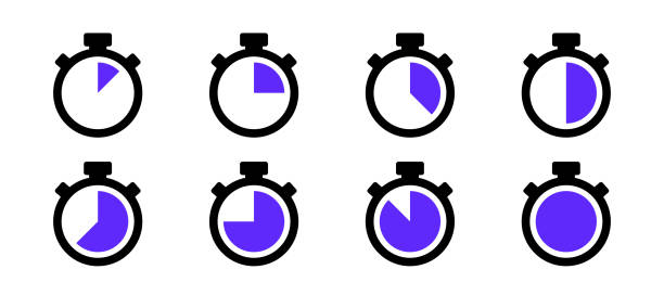 timer und stoppuhr vektorsymbole eingestellt. countdown-timer-vektorsymbole. zeitmanagement. termin-, termin- und zeitmanagement und optimierung countdown 5, 10, 20, 30, 60 minuten. vektorillustration - number 10 number 20 calendar date calendar stock-grafiken, -clipart, -cartoons und -symbole