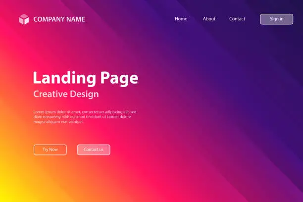 Vector illustration of Landing page Template - Modern abstract background - Trendy Purple gradient