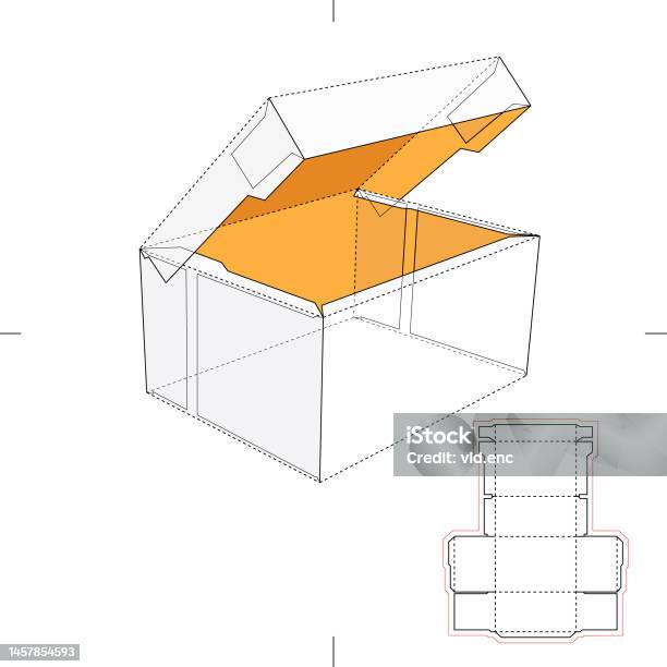 Blue Print Box's Standard Box With Blueprint Stock Illustration - Download Image Now ...
