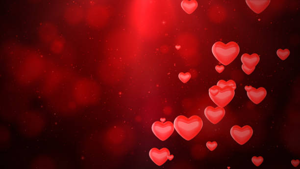 istock Red Heart shaped and particles for Valentine's day, Valentine's day abstract background, Wedding anniversary, 3d rendering 1457855579