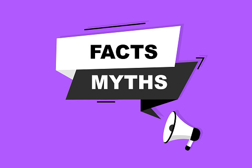 Facts vs myths. Concept of thorough fact-checking or easy compare evidence. Badges for marketing and advertising. Vector illustration