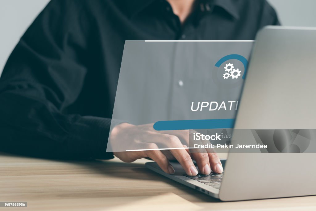 Update Work Process Businessman Working And Installing Update Process Software Update Or ...