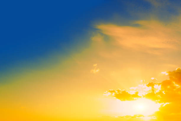 Colorful cloudy sky at sunset. Gradient color