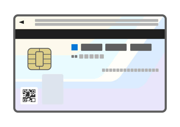 Illustration of the back side of My Number Card Illustration of the back side of My Number Card. 
My Number Card is Japanese ID card with social security and tax number. public service icon stock illustrations