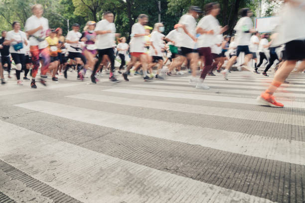 Marathon runners in Mexico city