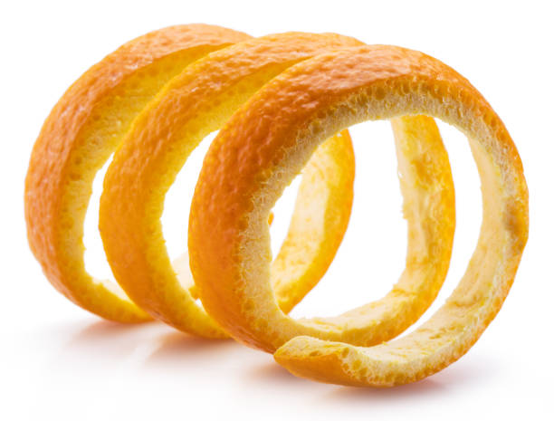 istock Orange peel or orange twist on white background. Close-up. 1457882986