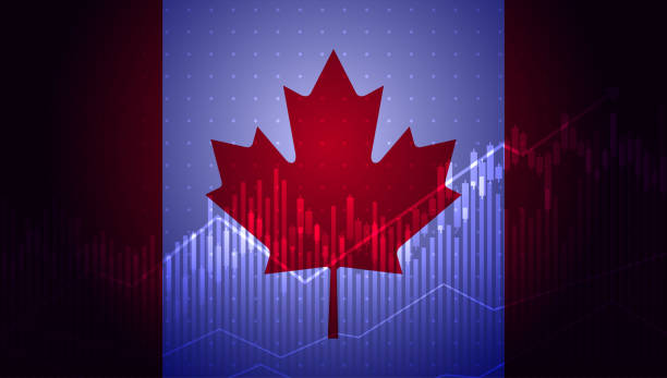 istock Market financial statistical Data with the flag of Canada, as an indicator of changes in the economy. Vector illustration. 1457890394