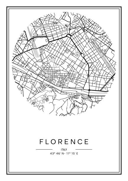 Black And White Printable Florence - Black And White Printable Florence City Map Poster Design Vector Illistration