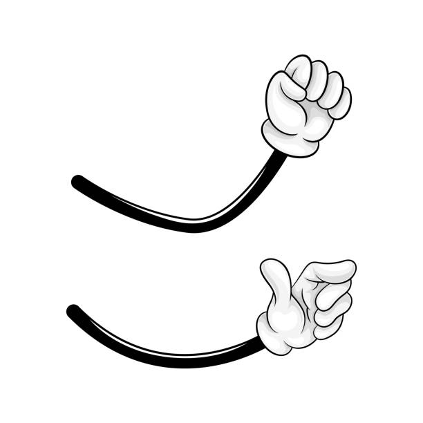Cartoon Hand In White Glove Gesturing With Clenched Fist And Pointing  Finger Vector Set Stock Illustration - Download Image Now - iStock