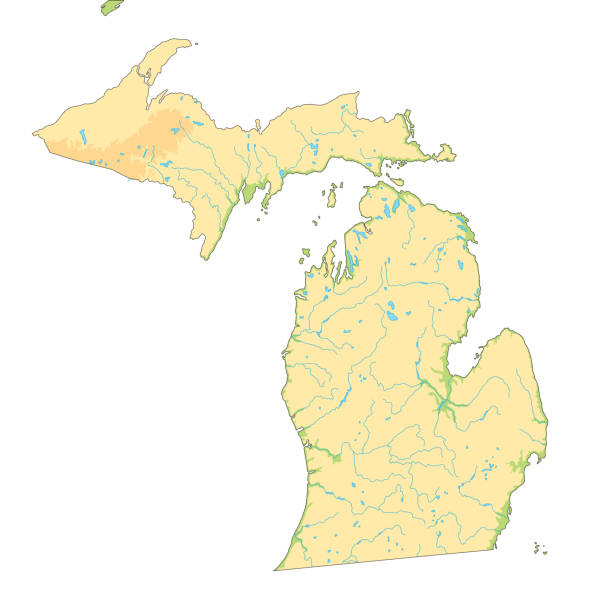 High Detailed Michigan Physical Map Stock Download Image High Detailed Michigan Physical Map 