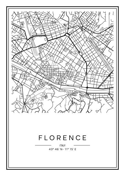 Black And White Printable Florence - Black And White Printable Florence City Map Poster Design Vector Illistration