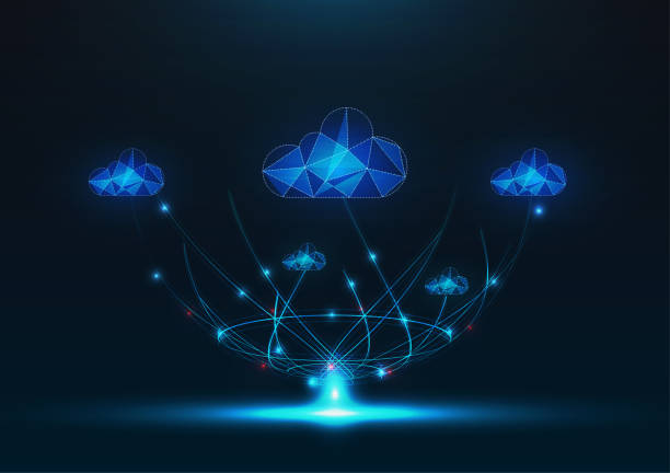 векторная иллюстрация нескольких облачных символов, 2d-облако, 3d-облако, мультиоблачные рабочие данные. - computer network accessibility blue cloud stock illustrations