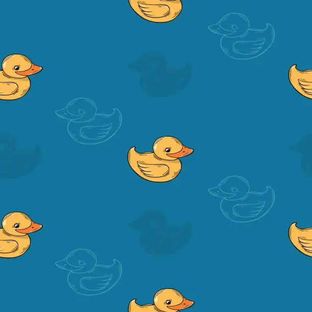 Vector illustration of duck seamless pattern