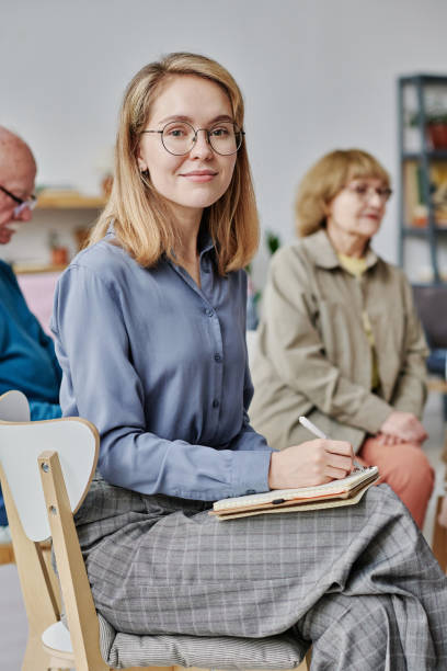 istock Young woman sitting at therapy 1457896139