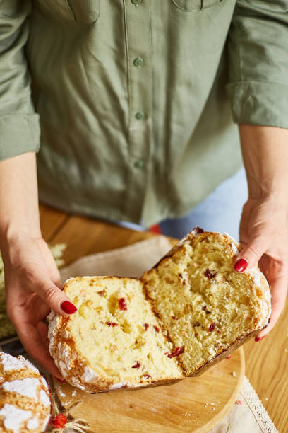 istock Happy Easter, Woman cut Easter cake for the holiday 1457900599