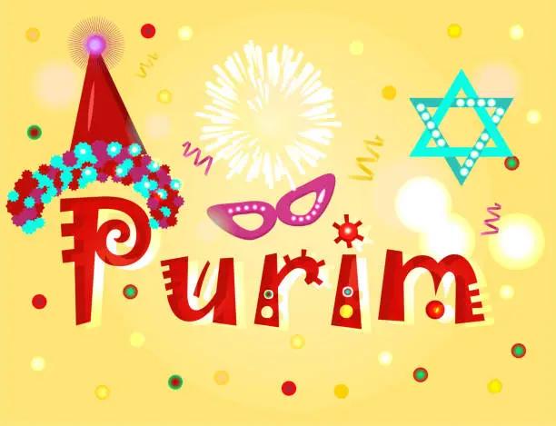 Vector illustration of Purim banner template design with clown. Jewish holiday vector illustration.