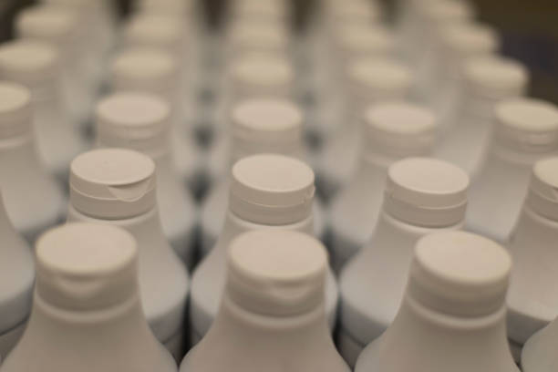 istock White bottles. Yogurt bottles. Drinks in store. 1457905943