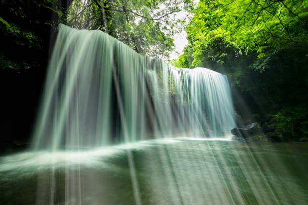istock A nabe waterfall that can be seen from behind, also famous in Japan 1457906470