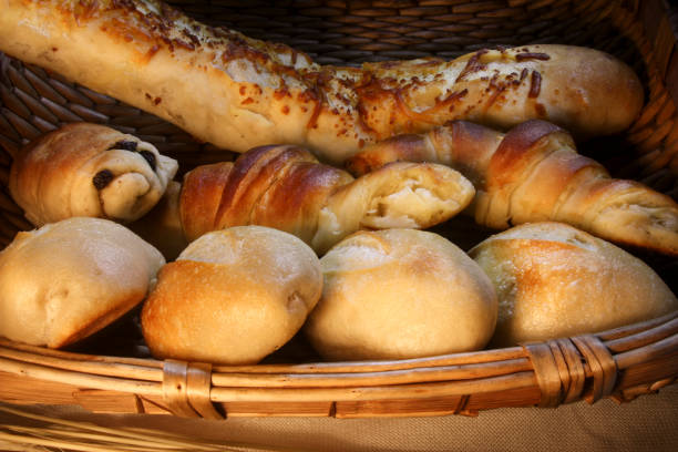 istock Bakery products inside a braided wooden basket 1457910872