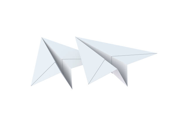 istock Paper planes isolated on white background. Origami airplane. 3d render 1457913214