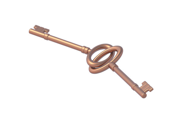 istock Old vintage keys isolated on white background. 3d render 1457916091