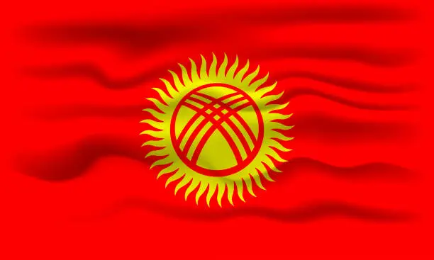 Vector illustration of Waving flag of the country Kyrgyzstan. Vector illustration.