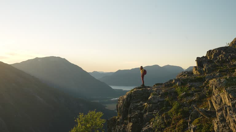 Woman hiking in Norwegian mountains