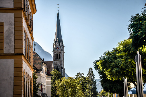 Street Leading To Cathedral St. Florin Vaduz, Lichtenstein