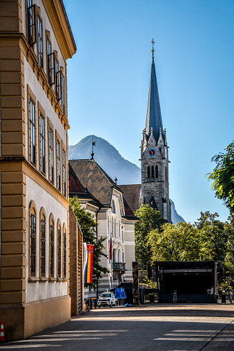 Majestic Tower Of Cathedral St. Florin Vaduz, Lichtenstein