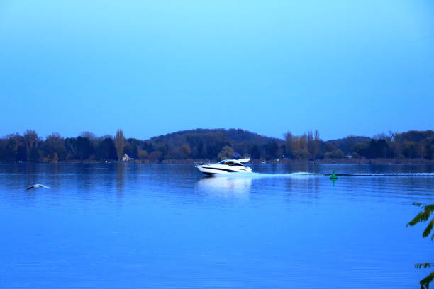 November 12 2022 - Werder/Havel in Brandenburg, Germany: Boats on the Marina of the town in autumn