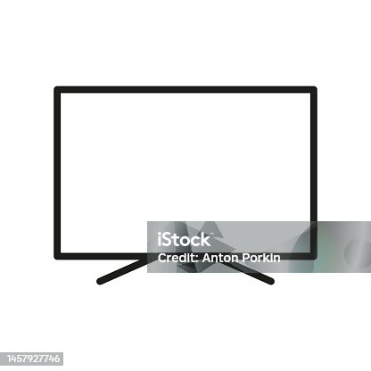 istock TV Set with Wide Monitor Line Icon. Television LED Display Linear Pictogram. LCD Electronic Technology Monitor Outline Symbol. Smart TV Home Equipment. Editable Stroke. Isolated Vector Illustration 1457927746