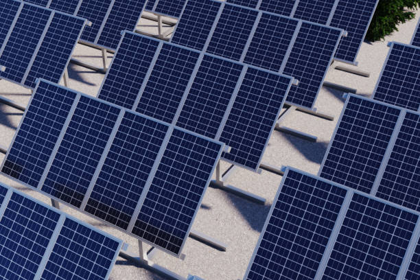istock Solar panels, photovoltaic, alternative electricity source, 3d rendering 1457929835