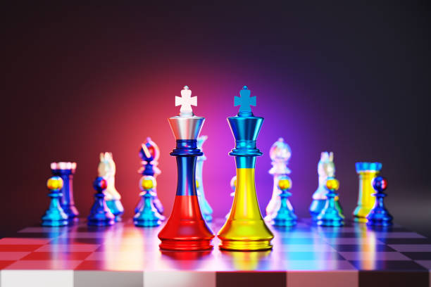 Ukraine, Russia, Ukrainian Flag, Russian Flag, Flag,chess