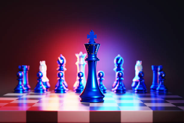 European Union flag chess king on a chessboard