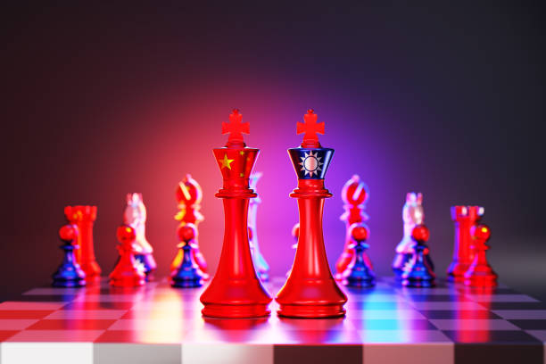 istock Taiwan and Chinese flag chess king on a chessboard 1457931583
