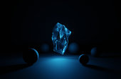 A glowing abstract sapphire crystal gemstone